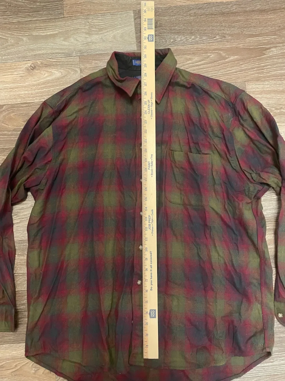 Pendleton Mens Plaid Button-Up Shirt in Olive Green & Burgundy Wool XL